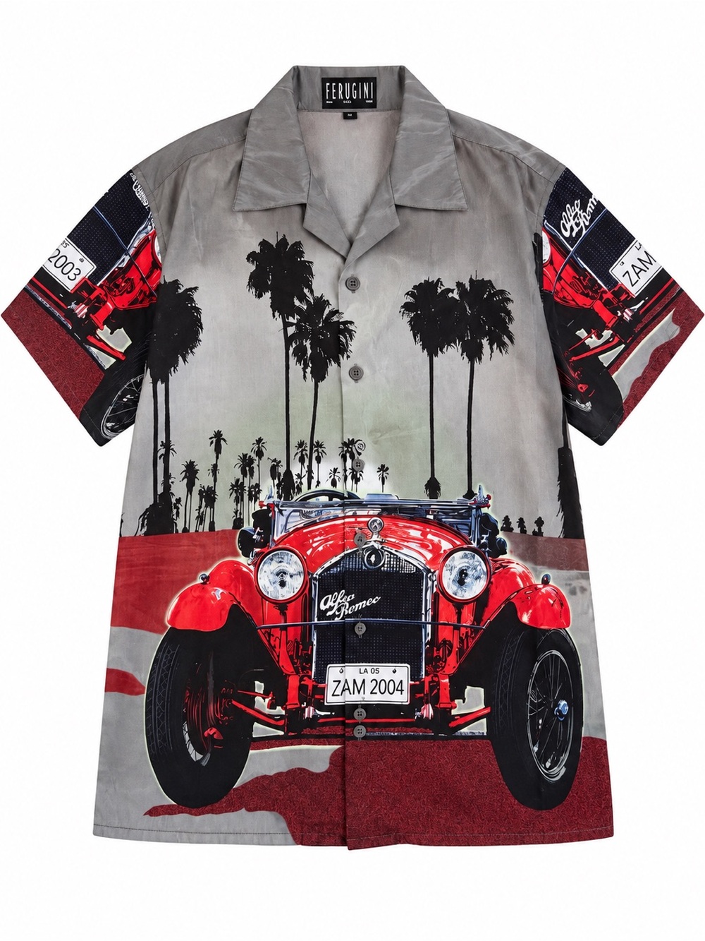Vintage Ferugini Short Sleeve Shirt Alfa Romeo car graphic size XL